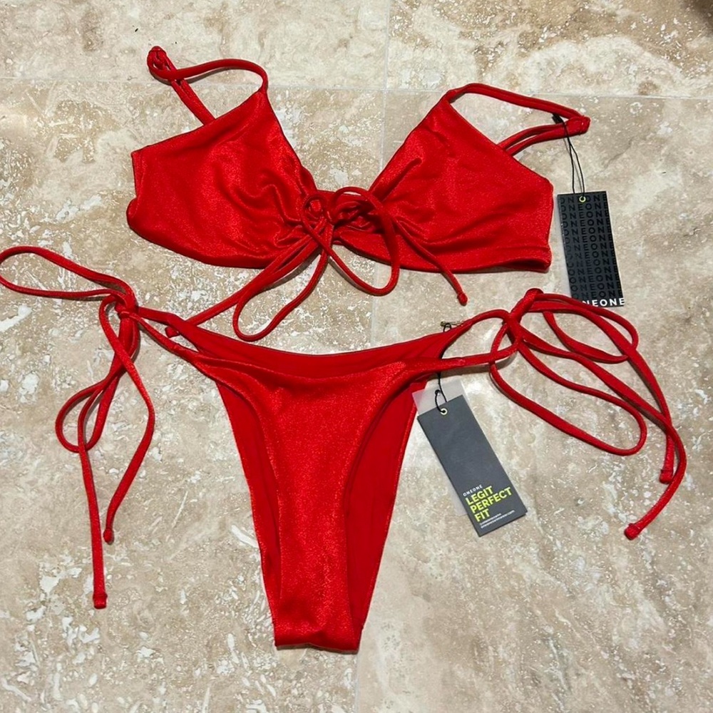 Red Tie-Front Bikini Set - Women Swim Bikini